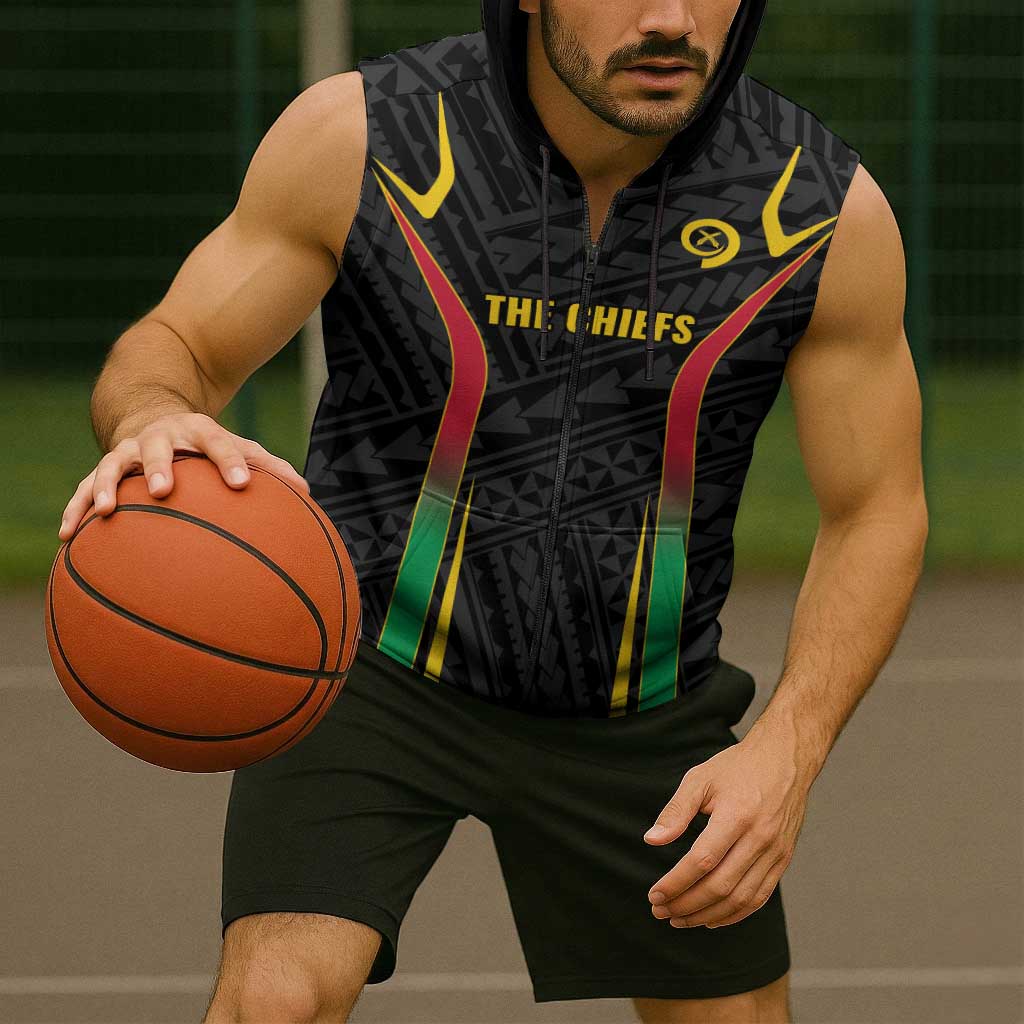 Custom Oceania Football Vanuatu Sleeveless Zip Hoodie Polynesian Tribal Pattern LT9 - Polynesian Pride