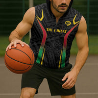 Custom Oceania Football Vanuatu Sleeveless Zip Hoodie Polynesian Tribal Pattern LT9 - Polynesian Pride