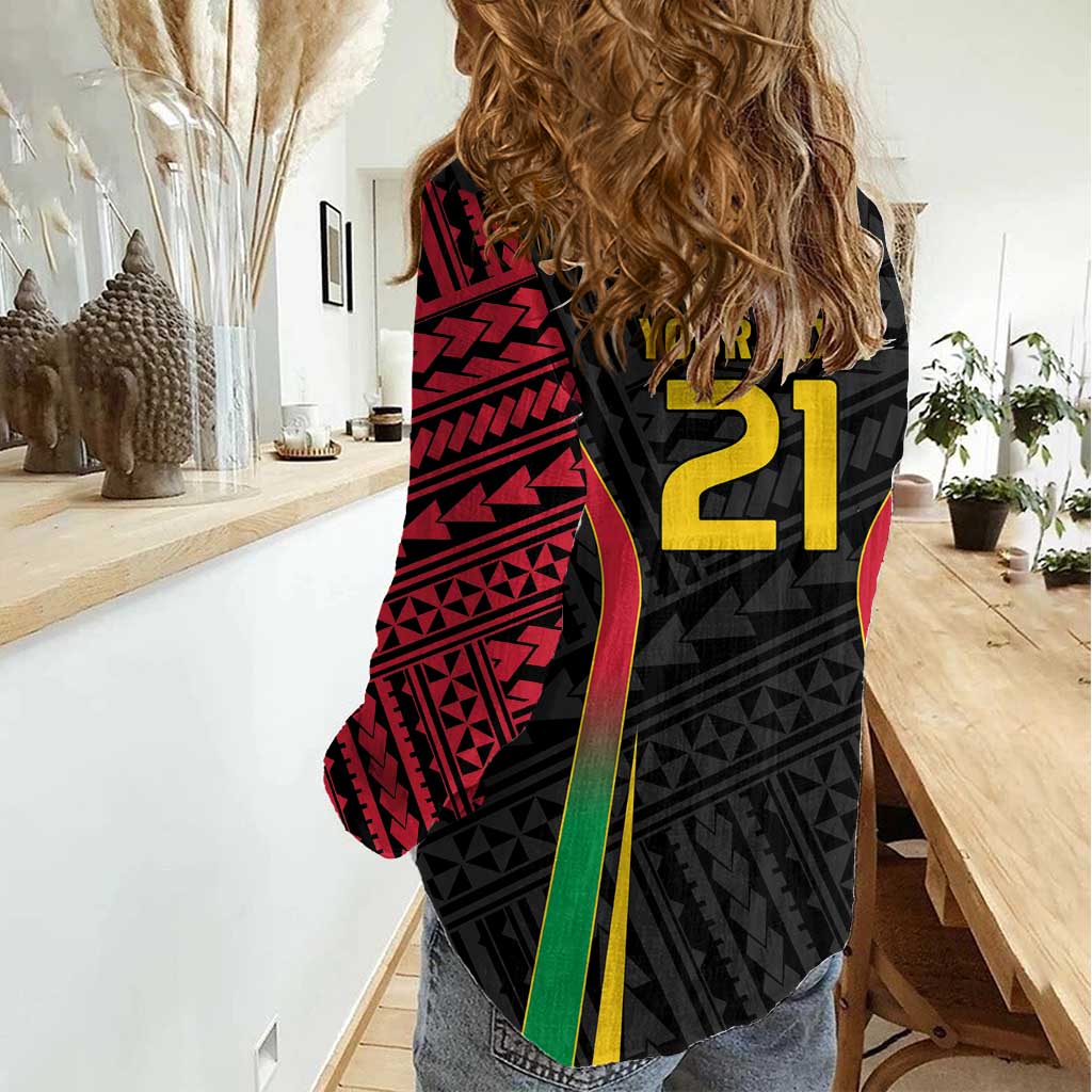 Custom Oceania Football Vanuatu Women Casual Shirt Polynesian Tribal Pattern