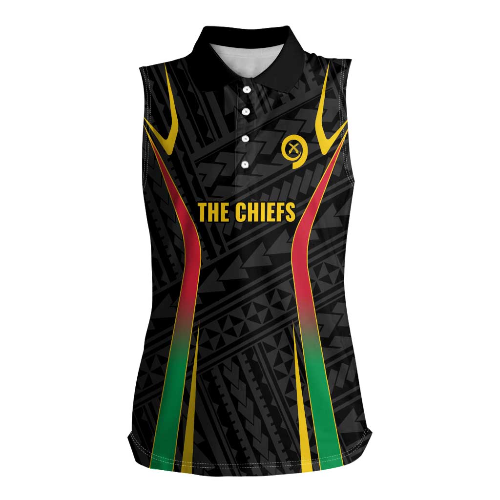 Custom Oceania Football Vanuatu Women Sleeveless Polo Shirt Polynesian Tribal Pattern LT9 Female Black - Polynesian Pride
