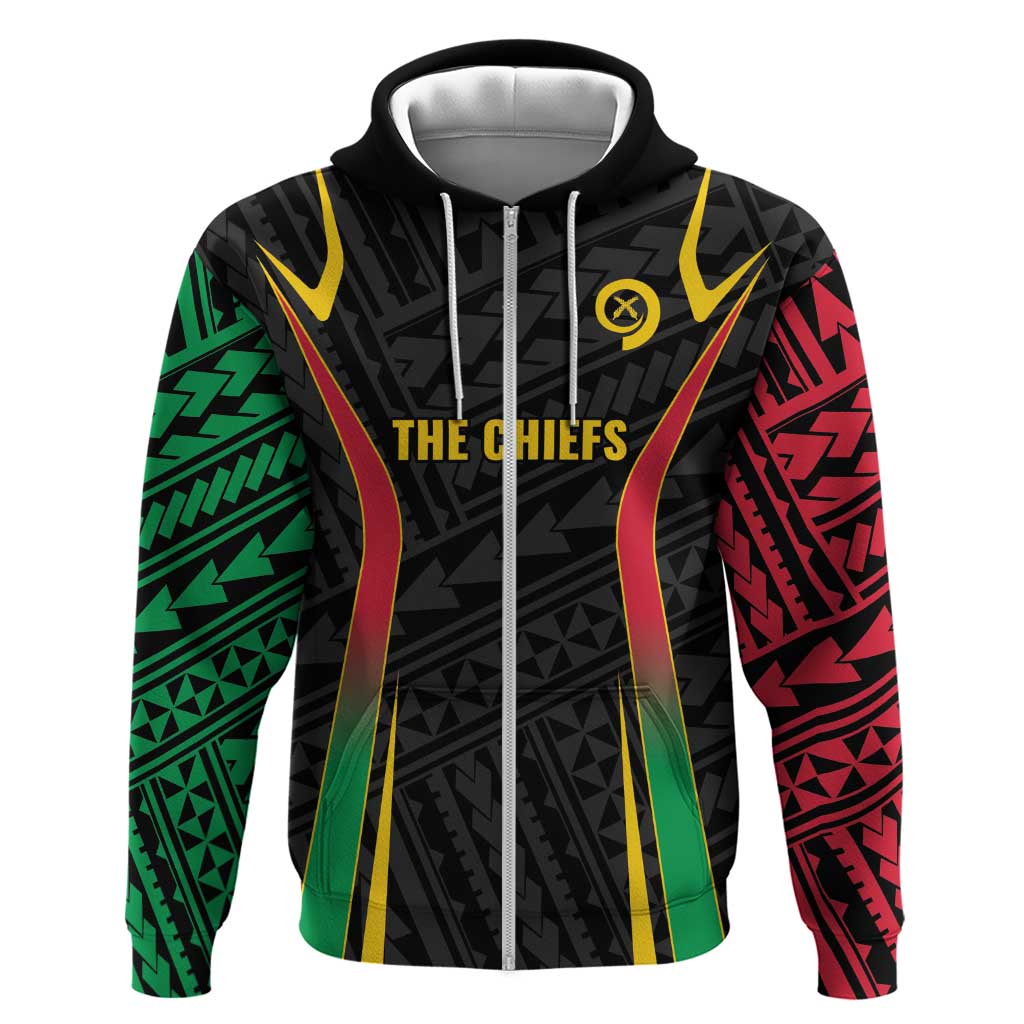 Custom Oceania Football Vanuatu Zip Hoodie Polynesian Tribal Pattern LT9 Zip Hoodie Black - Polynesian Pride