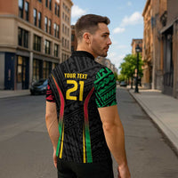 Custom Oceania Football Vanuatu Zipper Polo Shirt Polynesian Tribal Pattern