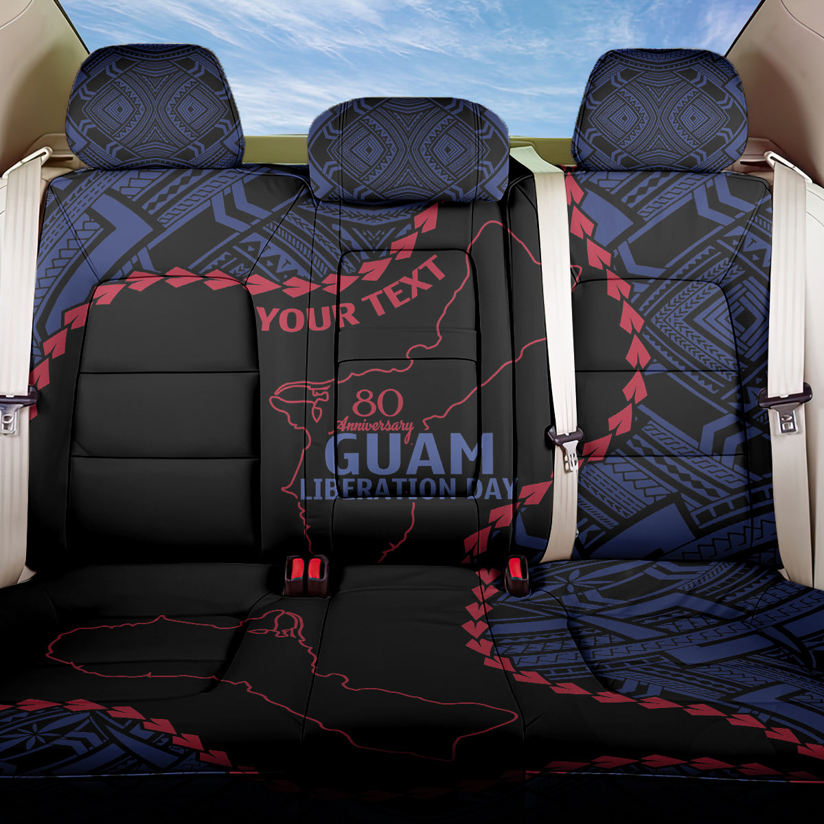 Personalized Guam 80th Anniversary Liberation Day Back Car Seat Cover Guahan Basic Seal LT9