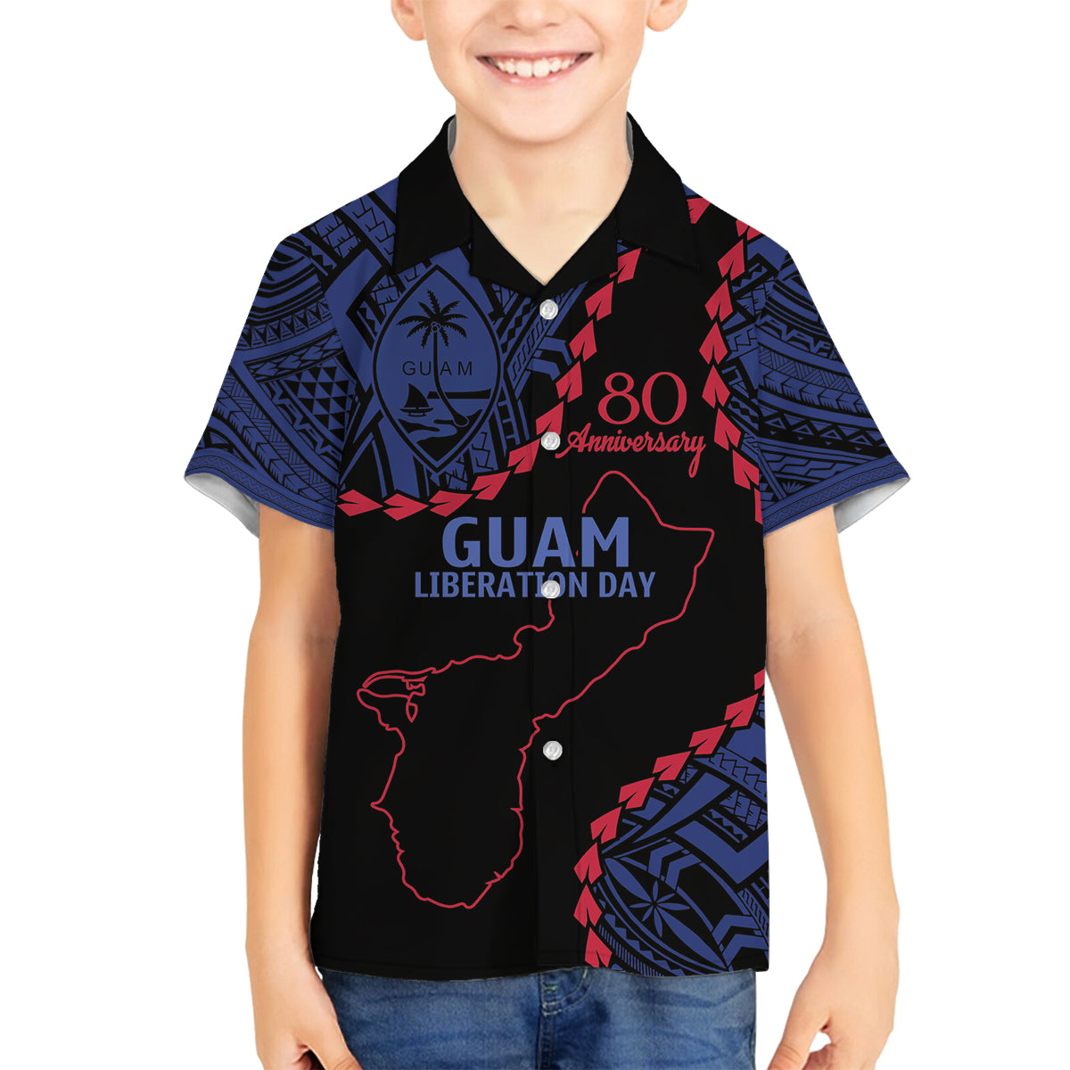 Personalized Guam 80th Anniversary Liberation Day Family Matching Summer Maxi Dress and Hawaiian Shirt Guahan Basic Seal