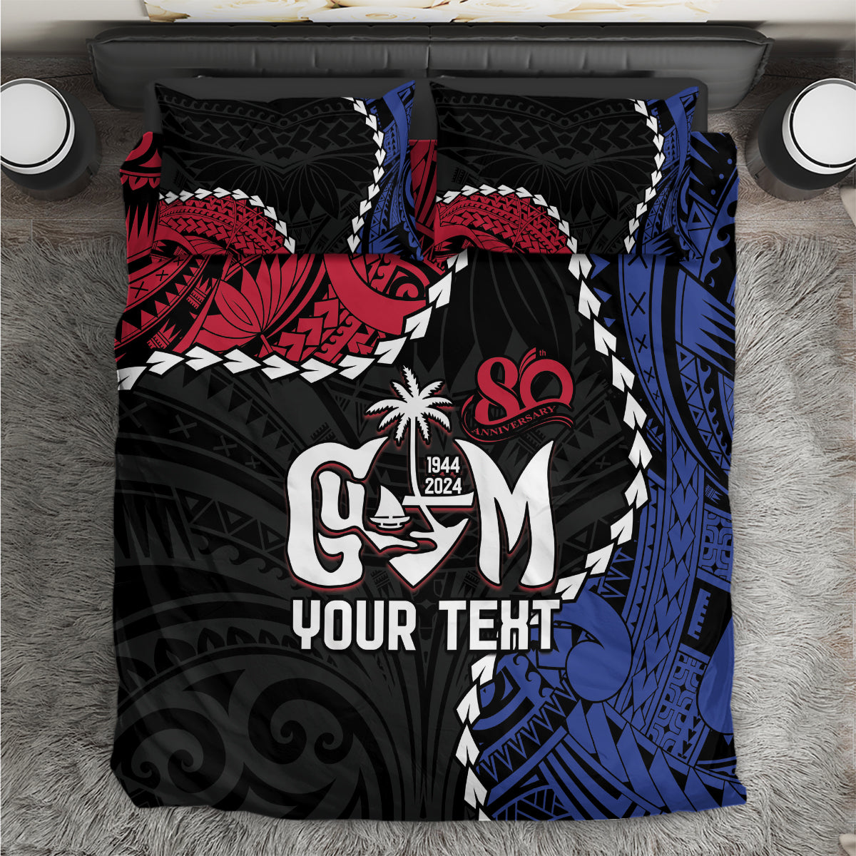 Personalized Guam 80th Anniversary Liberation Day Bedding Set Tano I Man Chamoru Since 1944