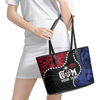 Personalized Guam 80th Anniversary Liberation Day Leather Tote Bag Tano I Man Chamoru Since 1944 LT9 - Polynesian Pride