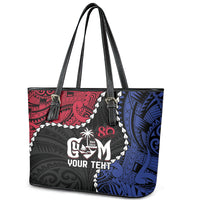 Personalized Guam 80th Anniversary Liberation Day Leather Tote Bag Tano I Man Chamoru Since 1944 LT9 - Polynesian Pride