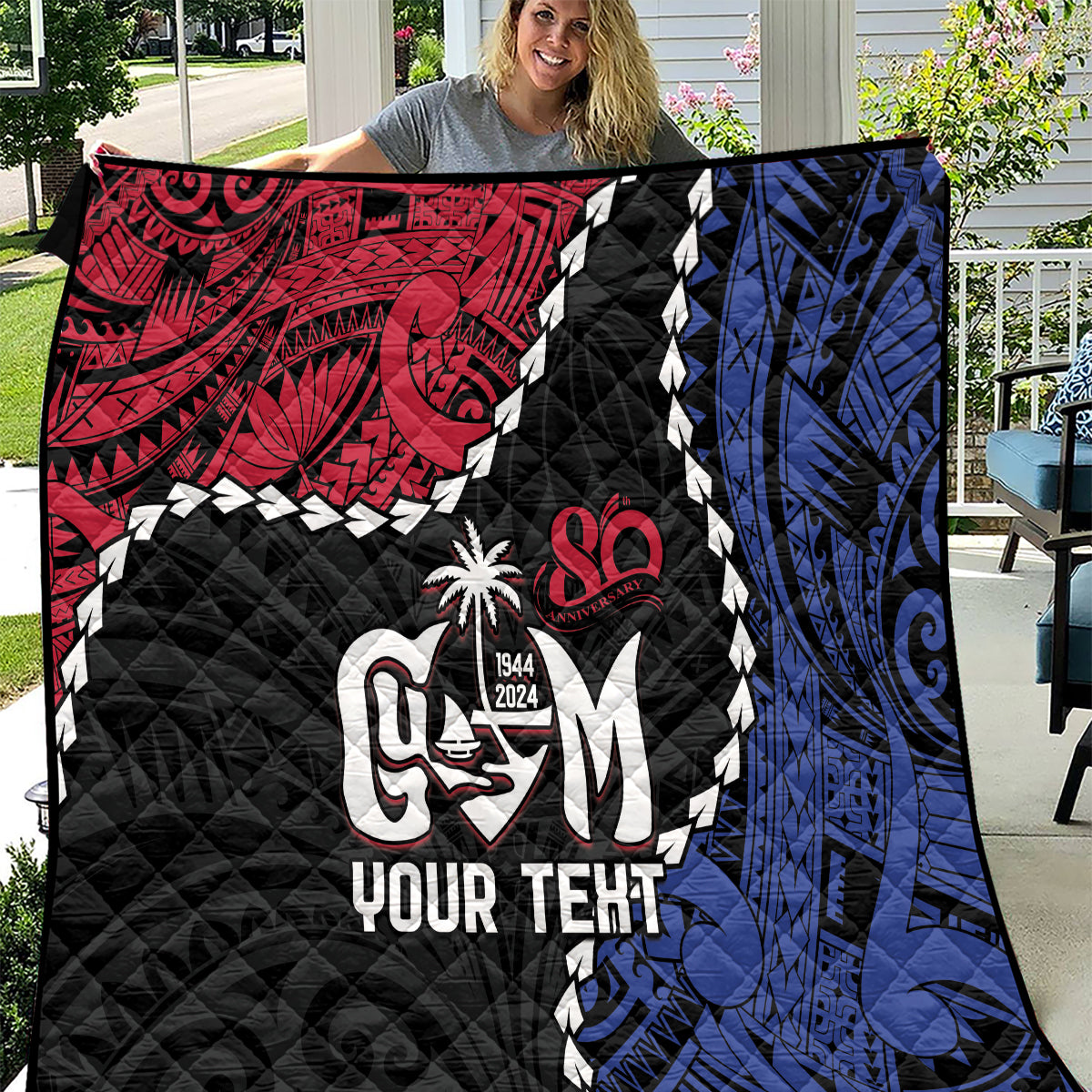 Personalized Guam 80th Anniversary Liberation Day Quilt Tano I Man Chamoru Since 1944 LT9 Black - Polynesian Pride