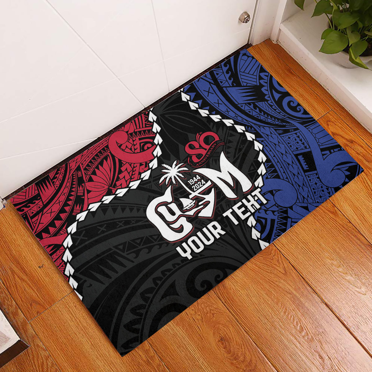 Personalized Guam 80th Anniversary Liberation Day Rubber Doormat Tano I Man Chamoru Since 1944 LT9 Black - Polynesian Pride