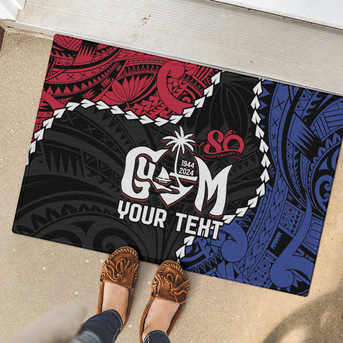 Personalized Guam 80th Anniversary Liberation Day Rubber Doormat Tano I Man Chamoru Since 1944 LT9 - Polynesian Pride