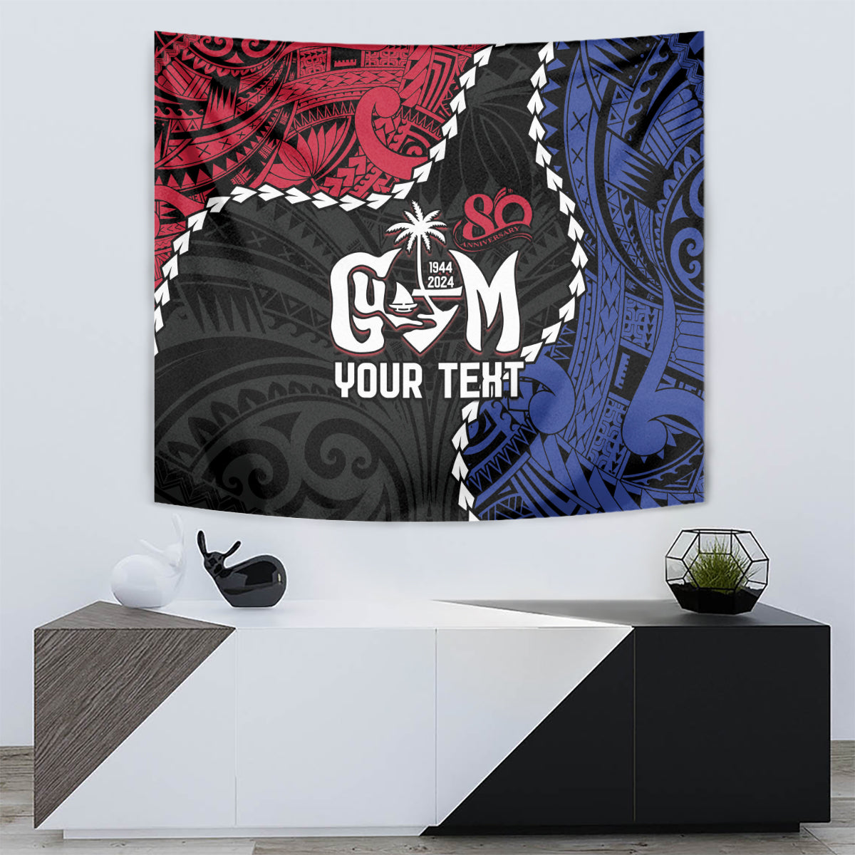 Personalized Guam 80th Anniversary Liberation Day Tapestry Tano I Man Chamoru Since 1944