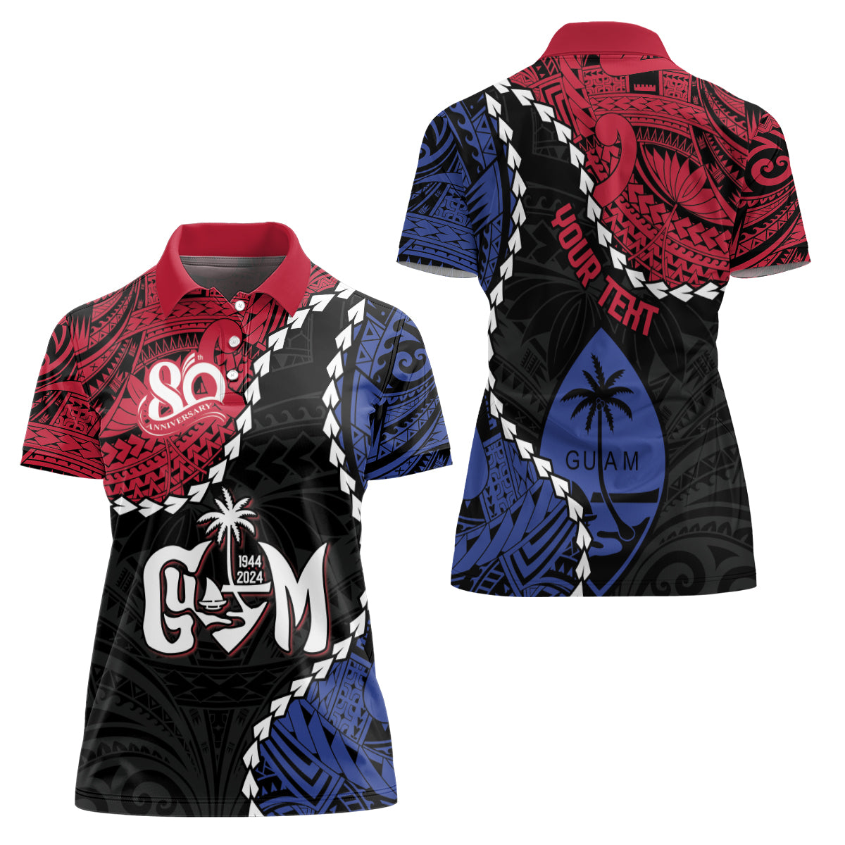 Personalized Guam 80th Anniversary Liberation Day Women Polo Shirt Tano I Man Chamoru Since 1944