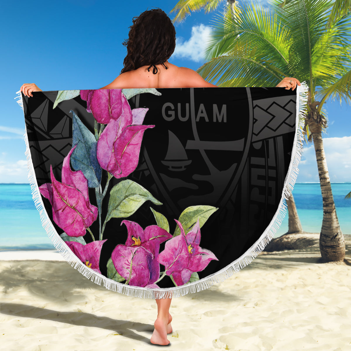 Guahan Puti Tai Nobiu Beach Blanket Guam Bougainvillea Flower Art