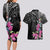 Guahan Puti Tai Nobiu Couples Matching Long Sleeve Bodycon Dress and Hawaiian Shirt Guam Bougainvillea Flower Art