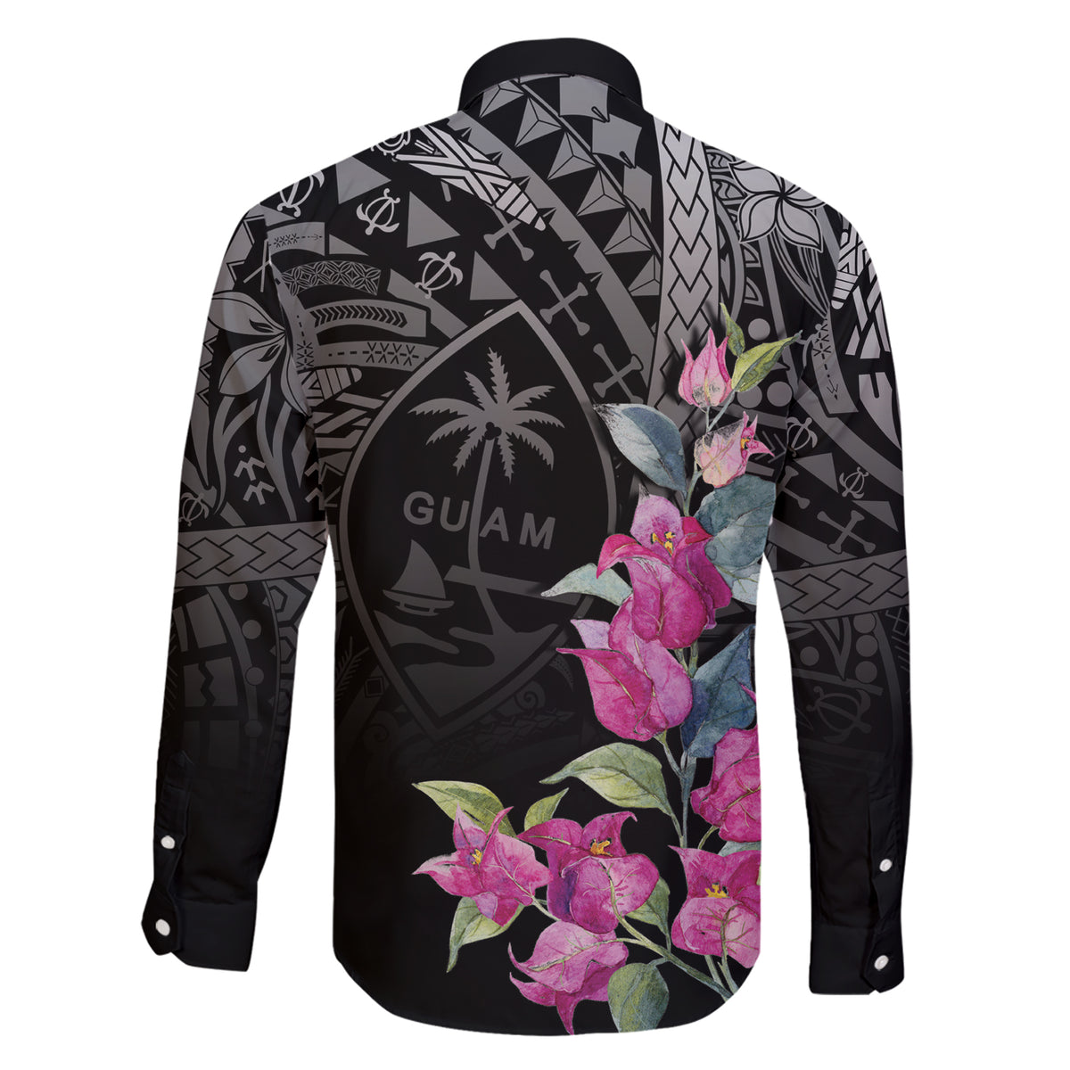 Guahan Puti Tai Nobiu Family Matching Short Sleeve Bodycon Dress and Hawaiian Shirt Guam Bougainvillea Flower Art LT9 - Polynesian Pride