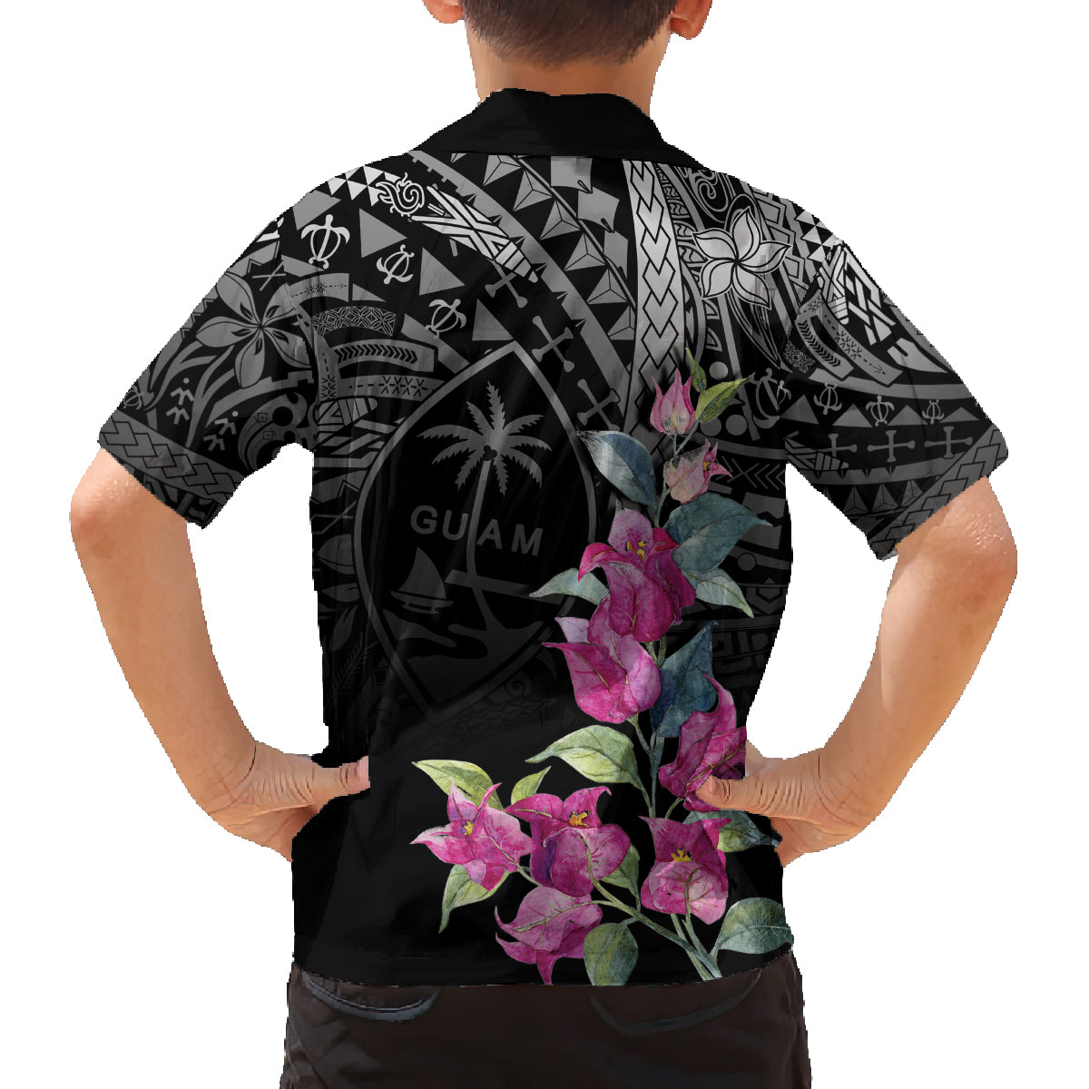 Guahan Puti Tai Nobiu Family Matching Summer Maxi Dress and Hawaiian Shirt Guam Bougainvillea Flower Art LT9 - Polynesian Pride