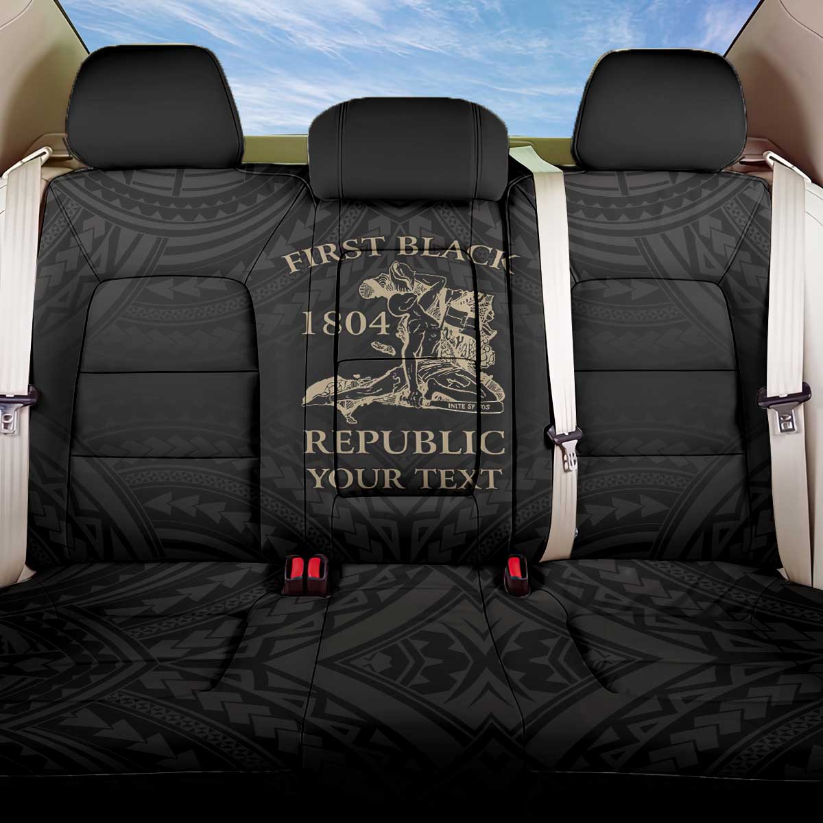Personalized Haiti First Black Republic Back Car Seat Cover Negre Marron With Map And Flag