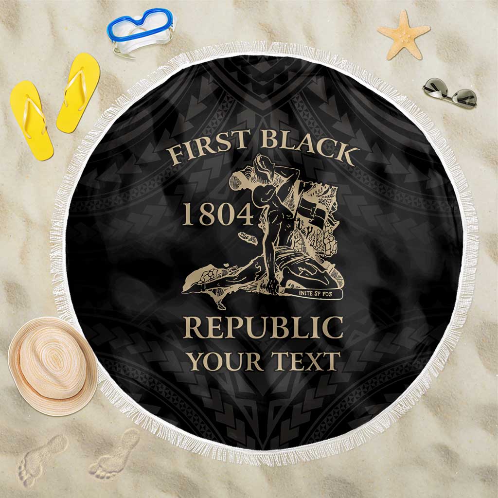 Personalized Haiti First Black Republic Beach Blanket Negre Marron With Map And Flag