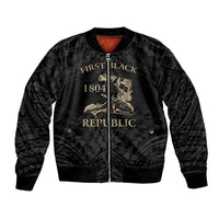 Personalized Haiti First Black Republic Bomber Jacket Negre Marron With Map And Flag LT9 Unisex Black - Polynesian Pride