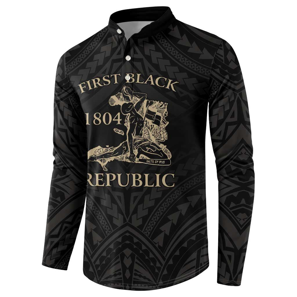 Personalized Haiti First Black Republic Button Sweatshirt Negre Marron With Map And Flag LT9 - Polynesian Pride