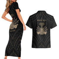 Personalized Haiti First Black Republic Couples Matching Short Sleeve Bodycon Dress and Hawaiian Shirt Negre Marron With Map And Flag LT9 - Polynesian Pride