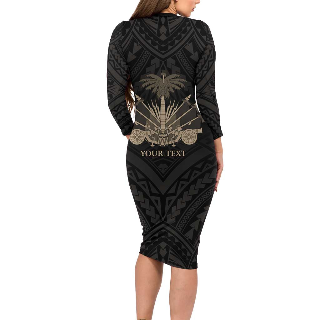 Personalized Haiti First Black Republic Family Matching Long Sleeve Bodycon Dress and Hawaiian Shirt Negre Marron With Map And Flag