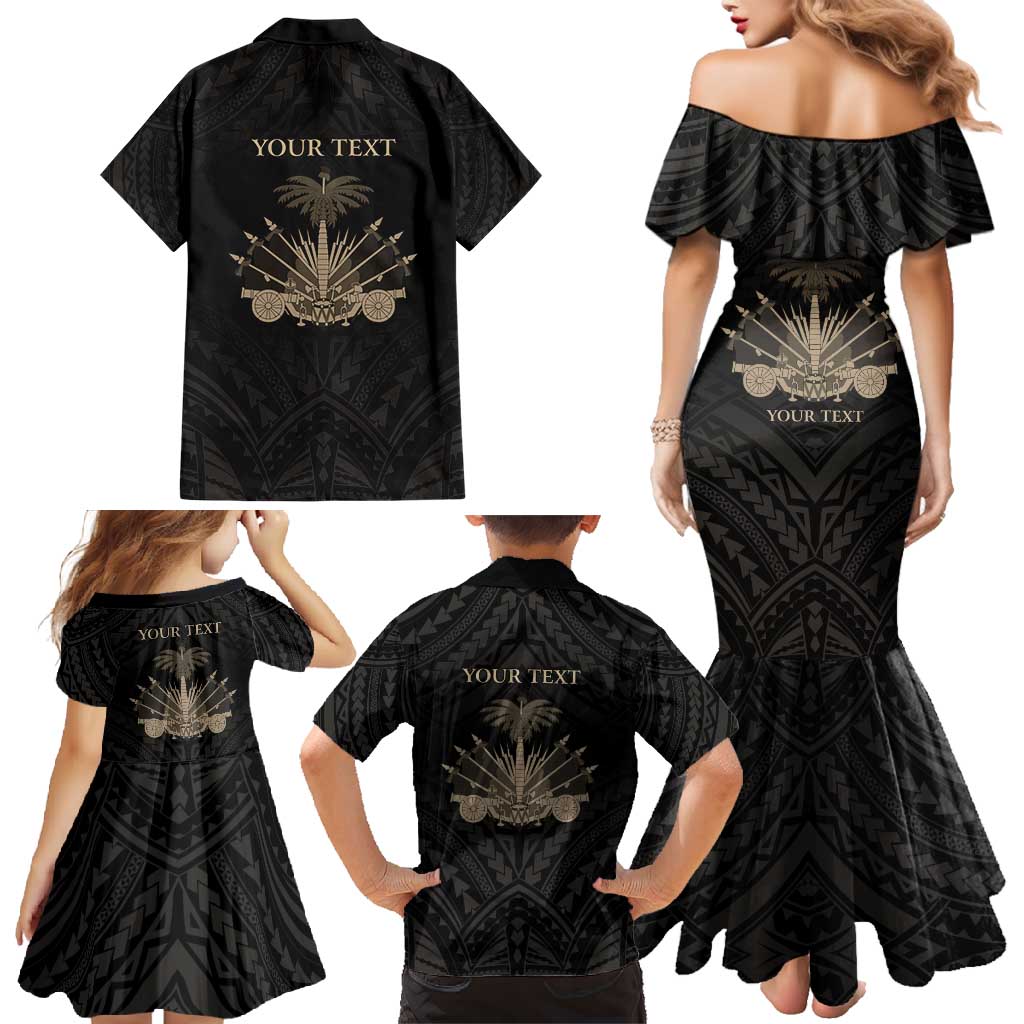 Personalized Haiti First Black Republic Family Matching Mermaid Dress and Hawaiian Shirt Negre Marron With Map And Flag