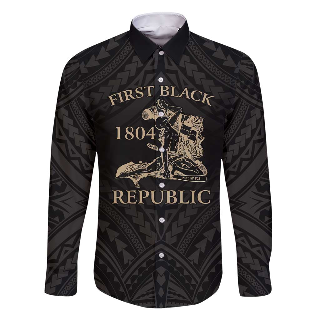 Personalized Haiti First Black Republic Family Matching Short Sleeve Bodycon Dress and Hawaiian Shirt Negre Marron With Map And Flag