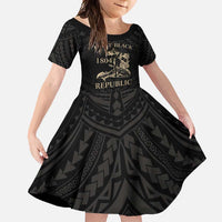 Personalized Haiti First Black Republic Family Matching Tank Maxi Dress and Hawaiian Shirt Negre Marron With Map And Flag