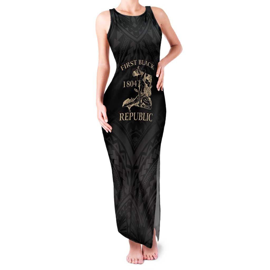 Personalized Haiti First Black Republic Family Matching Tank Maxi Dress and Hawaiian Shirt Negre Marron With Map And Flag