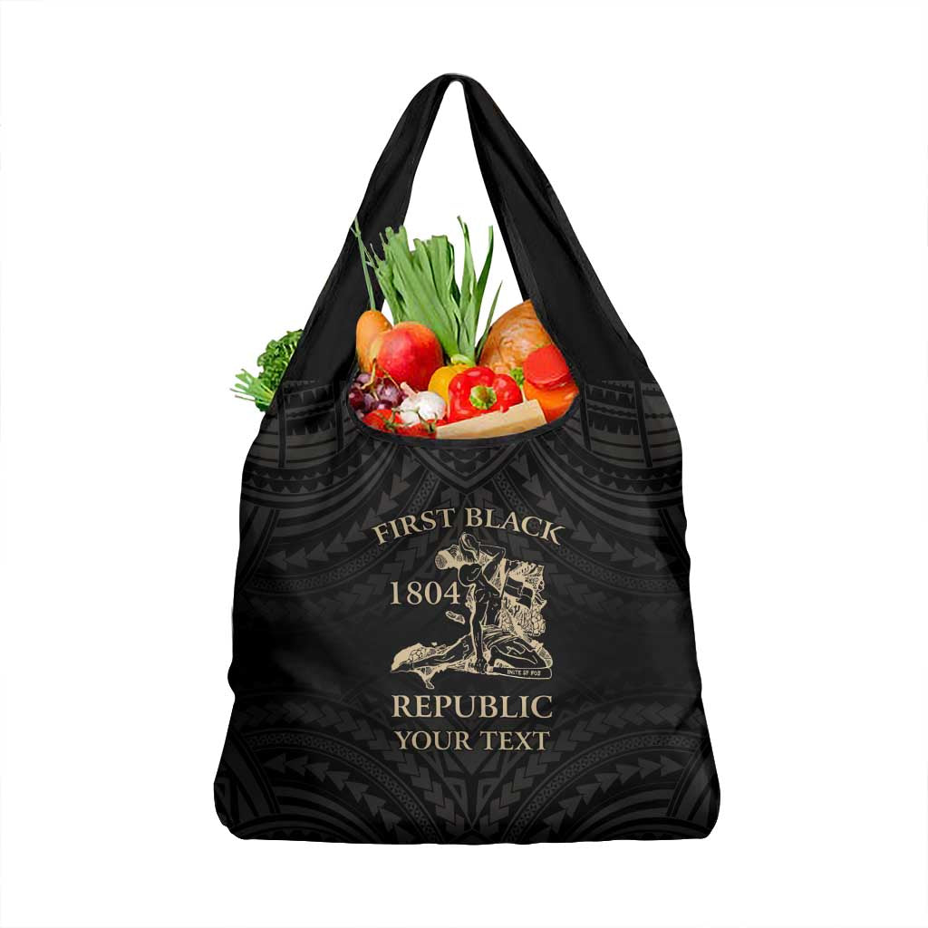 Personalized Haiti First Black Republic Grocery Bag Negre Marron With Map And Flag LT9 1-pack One Size Black - Polynesian Pride