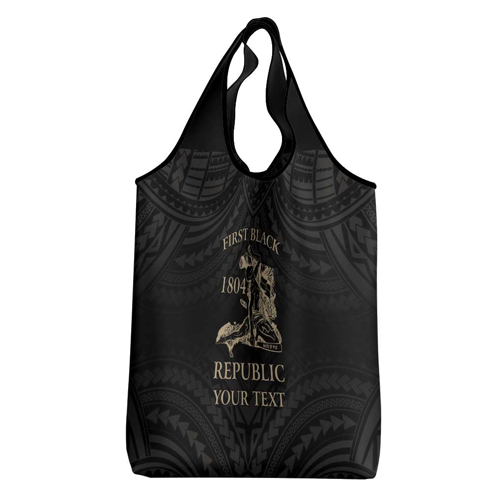 Personalized Haiti First Black Republic Grocery Bag Negre Marron With Map And Flag LT9 - Polynesian Pride