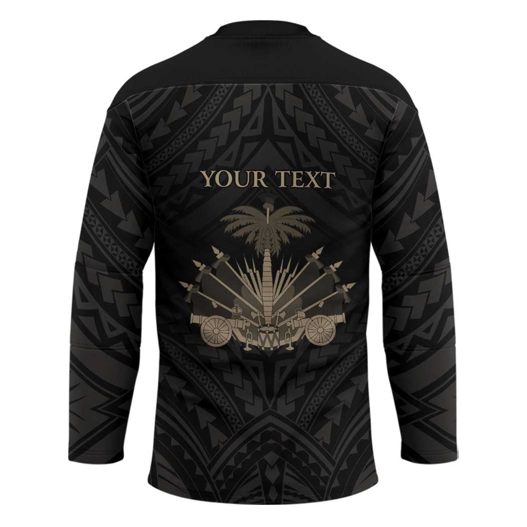 Personalized Haiti First Black Republic Hockey Jersey Negre Marron With Map And Flag - Polynesian Pride