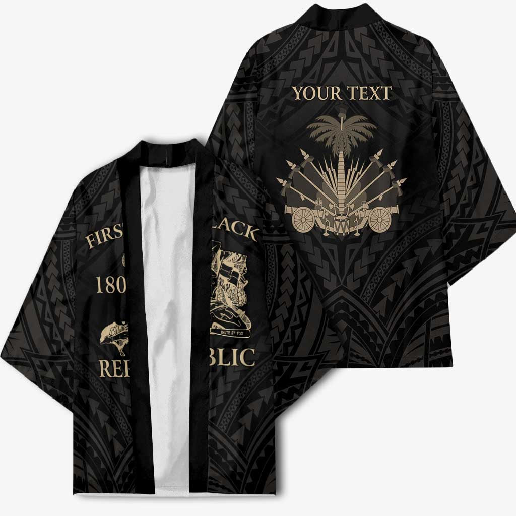 Personalized Haiti First Black Republic Kimono Negre Marron With Map And Flag LT9 - Polynesian Pride