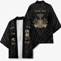 Personalized Haiti First Black Republic Kimono Negre Marron With Map And Flag LT9 - Polynesian Pride