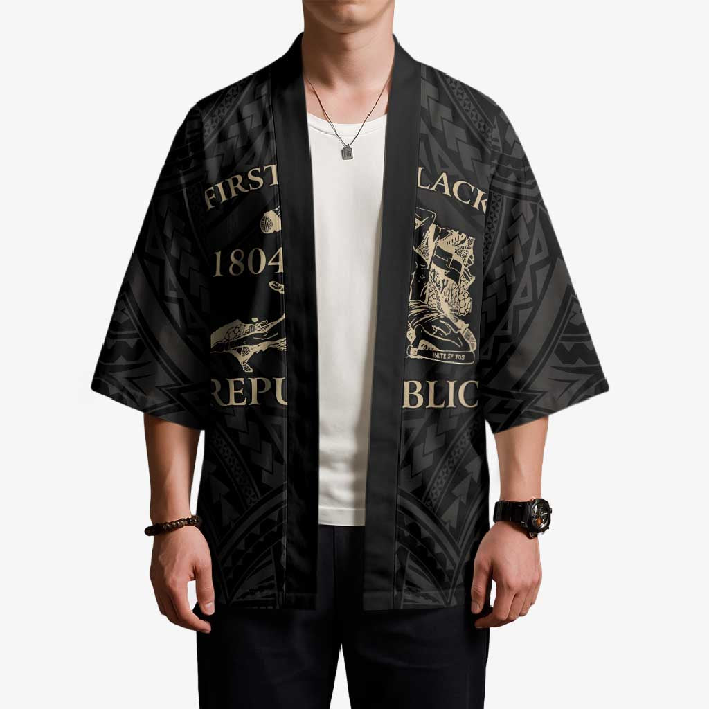 Personalized Haiti First Black Republic Kimono Negre Marron With Map And Flag LT9 - Polynesian Pride