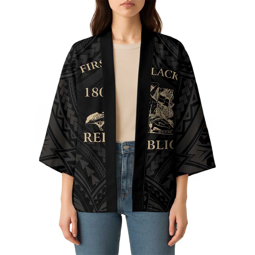 Personalized Haiti First Black Republic Kimono Negre Marron With Map And Flag LT9 - Polynesian Pride