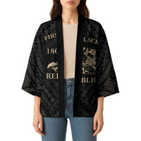 Personalized Haiti First Black Republic Kimono Negre Marron With Map And Flag LT9 - Polynesian Pride