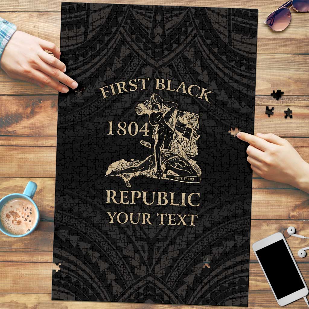 Personalized Haiti First Black Republic Puzzle Negre Marron With Map And Flag LT9 Black - Polynesian Pride