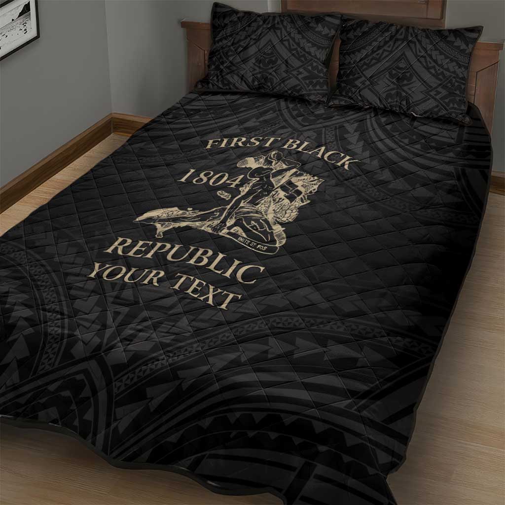 Personalized Haiti First Black Republic Quilt Bed Set Negre Marron With Map And Flag
