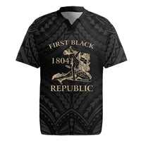 Personalized Haiti First Black Republic Rugby Jersey Negre Marron With Map And Flag LT9 Black - Polynesian Pride