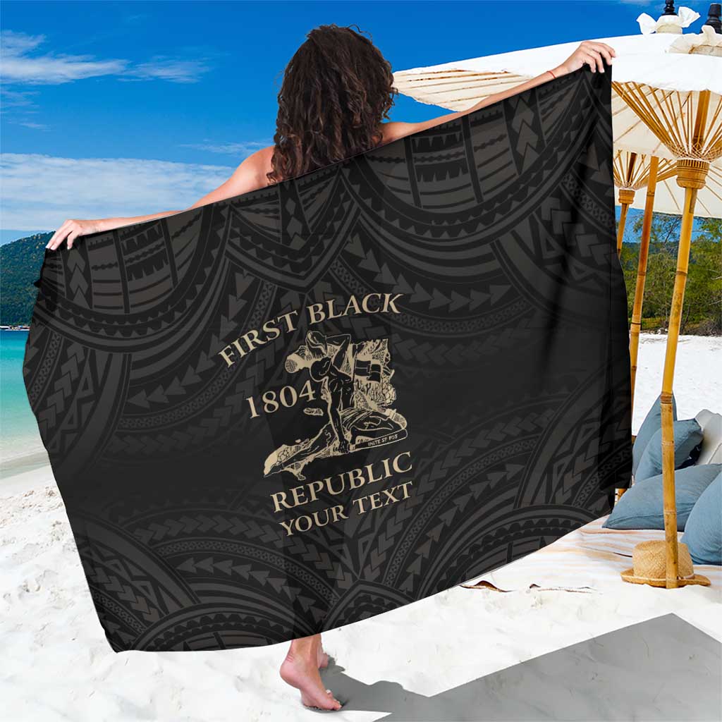 Personalized Haiti First Black Republic Sarong Negre Marron With Map And Flag LT9 One Size 44 x 66 inches Black - Polynesian Pride