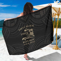 Personalized Haiti First Black Republic Sarong Negre Marron With Map And Flag LT9 One Size 44 x 66 inches Black - Polynesian Pride