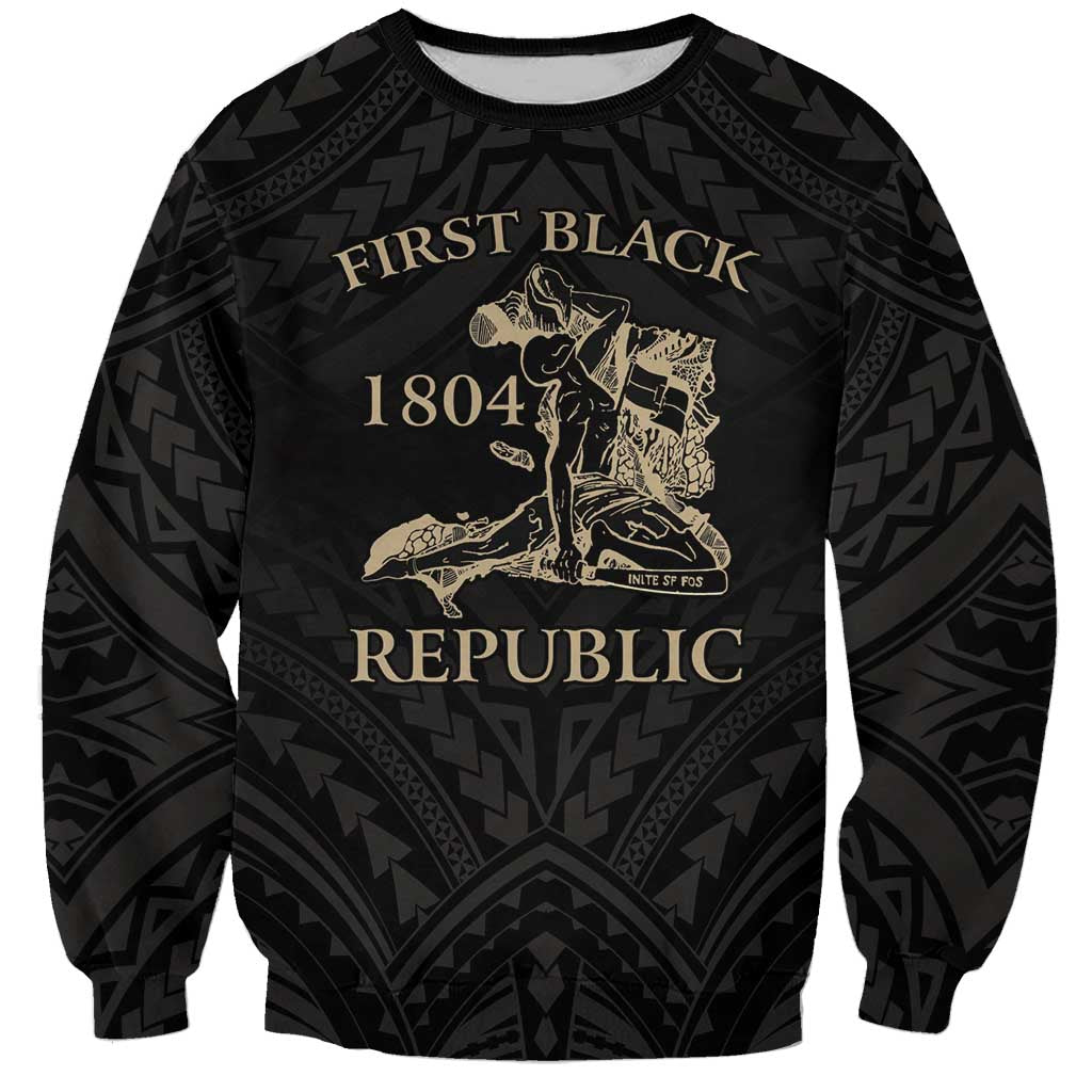 Personalized Haiti First Black Republic Sweatshirt Negre Marron With Map And Flag LT9 Unisex Black - Polynesian Pride