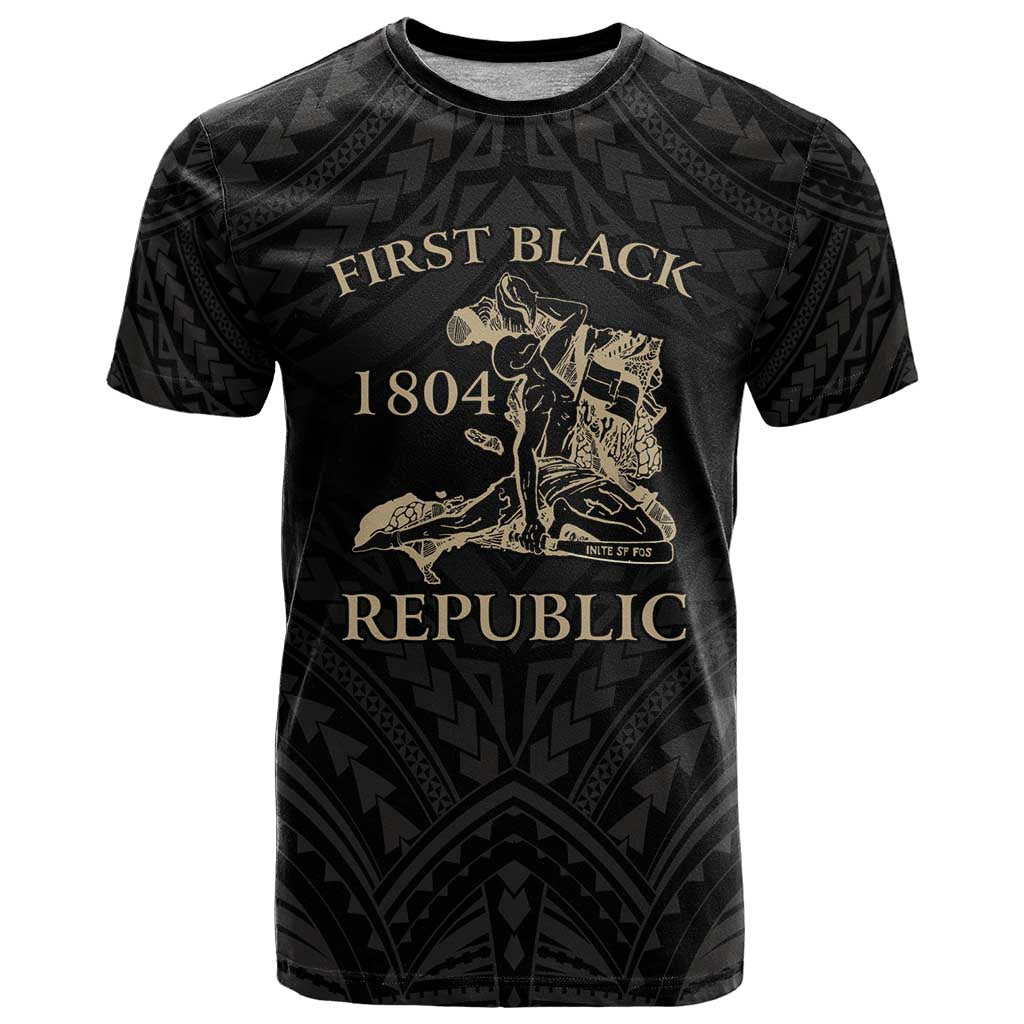 Personalized Haiti First Black Republic T Shirt Negre Marron With Map And Flag LT9 Black - Polynesian Pride