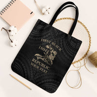 Personalized Haiti First Black Republic Tote Bag Negre Marron With Map And Flag - Polynesian Pride