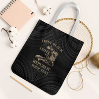 Personalized Haiti First Black Republic Tote Bag Negre Marron With Map And Flag - Polynesian Pride