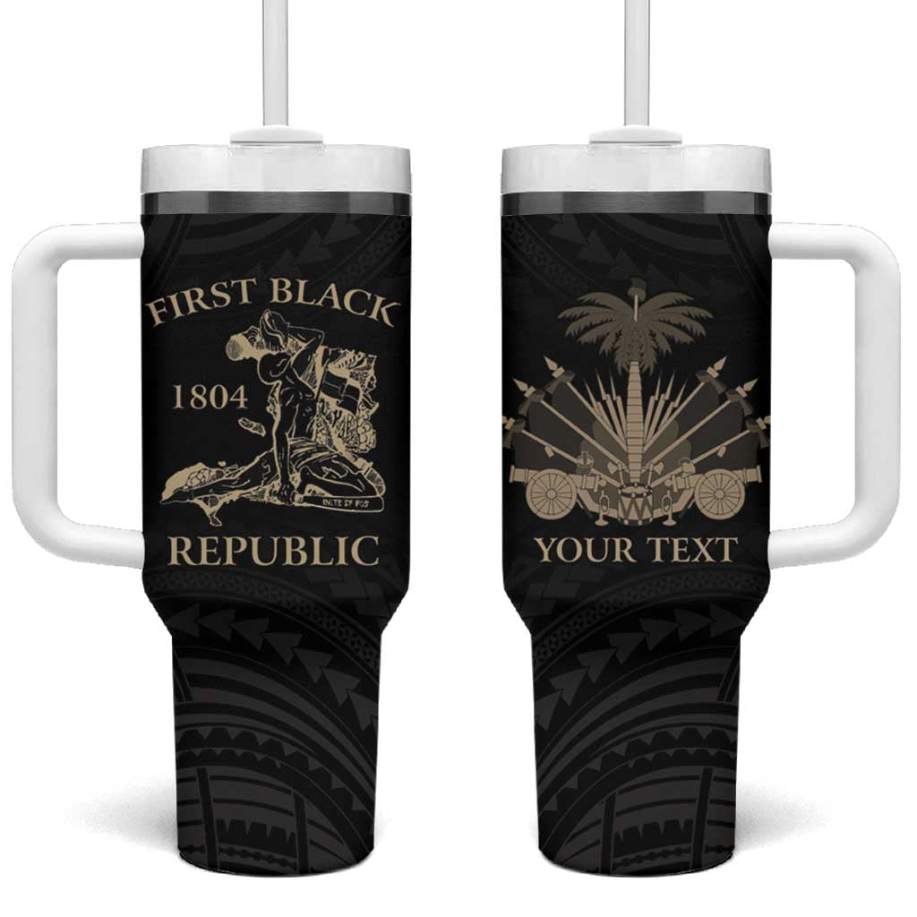 Personalized Haiti First Black Republic Tumbler With Handle Negre Marron With Map And Flag LT9 One Size: 40 oz Black - Polynesian Pride
