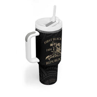 Personalized Haiti First Black Republic Tumbler With Handle Negre Marron With Map And Flag LT9 - Polynesian Pride