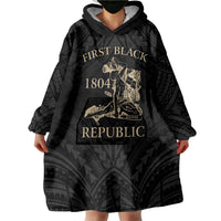 Personalized Haiti First Black Republic Wearable Blanket Hoodie Negre Marron With Map And Flag